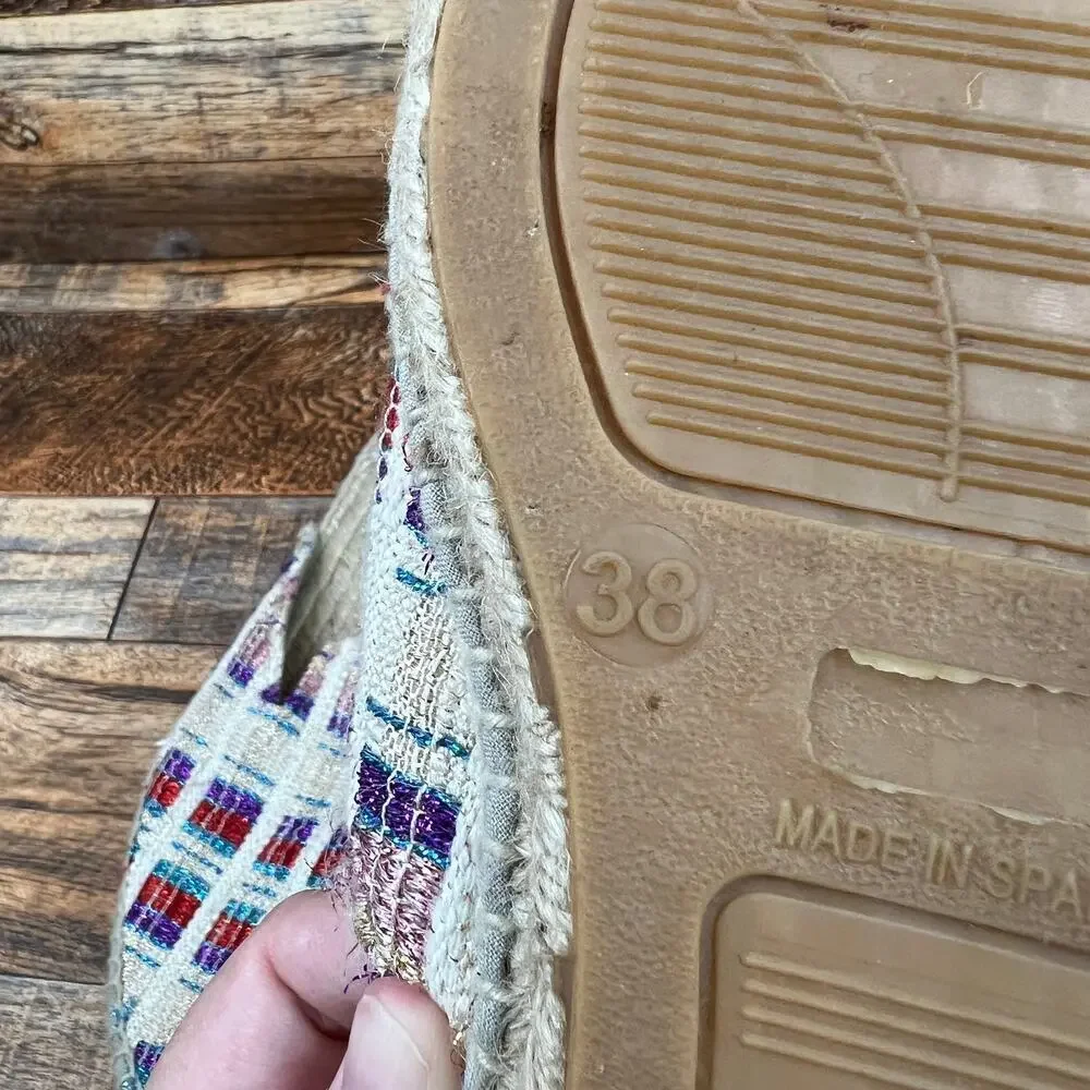 Manebi Woven Espadrille Mule Sandals Women's 38 US 7.5 Multi Color Slide Shoe